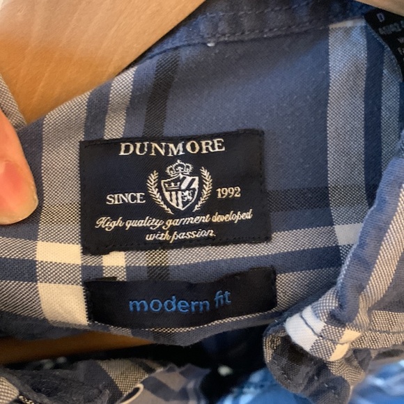 Dunmore Modern Fit Blue and White Button Down Size 16.5 - Picture 2 of 5